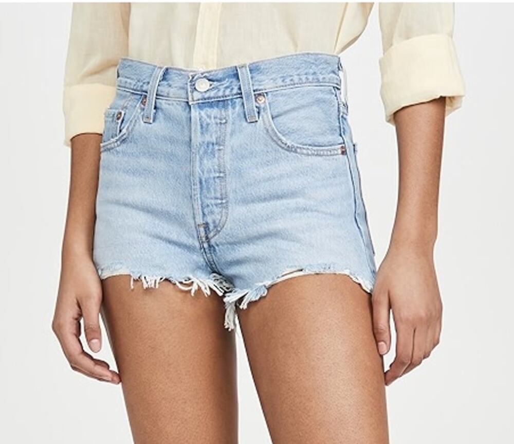Levi's 501 Original Fit High Rise Button Fly Cutoff Jean Shorts Blue 25